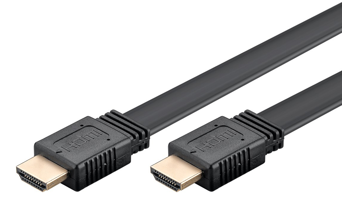 GOOBAY καλώδιο HDMI 2.0 61279, Ethernet flat, 4K/60Hz 18 Gbps, 2m, μαύρο 1 GOOBAY καλώδιο HDMI 2.0 61279