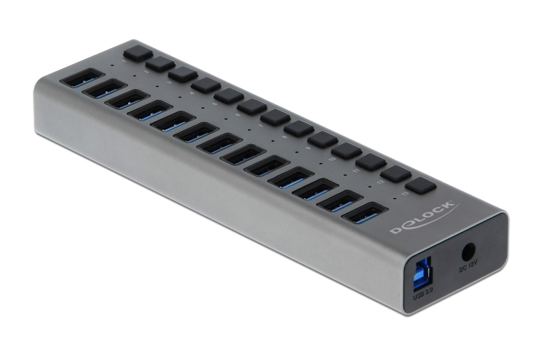 DELOCK USB hub 63738 με διακόπτες, 13x θυρών, 5Gbps, γκρι 1 DELOCK USB hub 63738 με διακόπτες