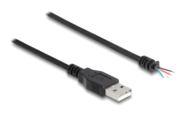 DELOCK καλώδιο USB 64184 με ελεύθερα άκρα, 28 AWG, 1m, μαύρο 1 DELOCK καλώδιο USB 64184 με ελεύθερα άκρα