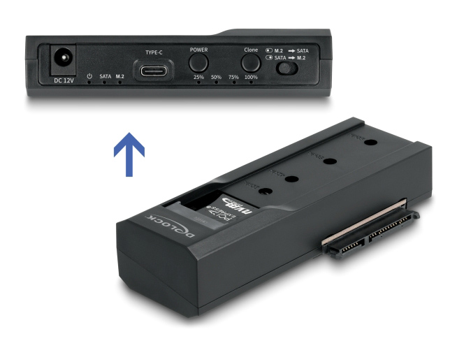 DELOCK docking station για M.2 NVMe/SATA ή 2.5"/3.5" SSD/HDD 64252, 10Gbps, clone function, μαύρο 1 DELOCK docking station για M.2 NVMe/SATA ή 2.5"/3.5" SSD/HDD 64252