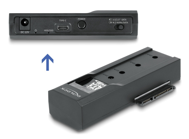 DELOCK docking station για M.2 NVMe/SATA ή 2.5"/3.5" SSD/HDD 64253, 10Gbps, μαύρο 1 DELOCK docking station για M.2 NVMe/SATA ή 2.5"/3.5" SSD/HDD 64253