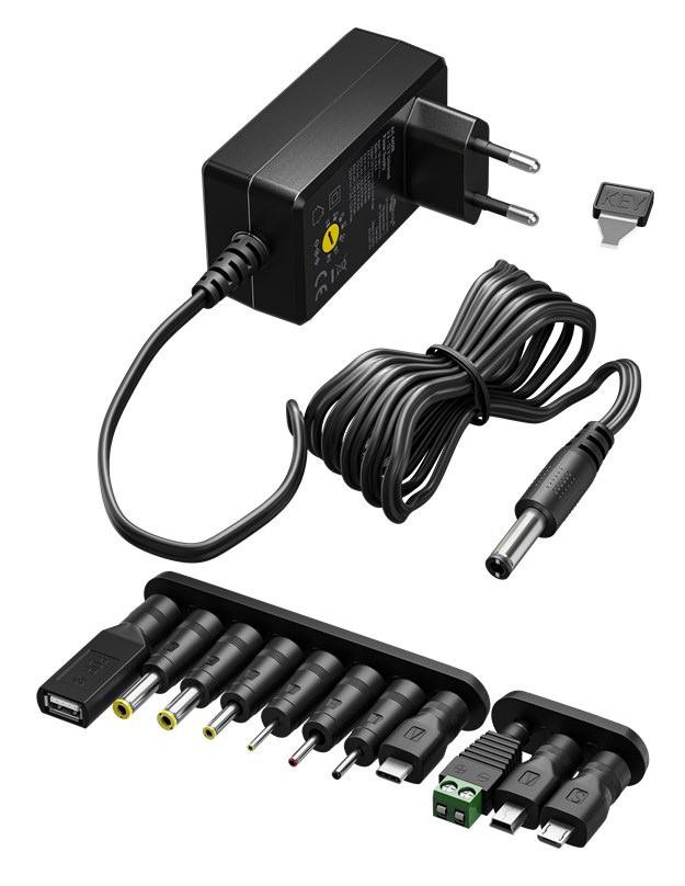 GOOBAY επιτοίχιος φορτιστής 64569, 3V-12V, 18W/1.5A, 12 tips 1 GOOBAY επιτοίχιος φορτιστής 64569