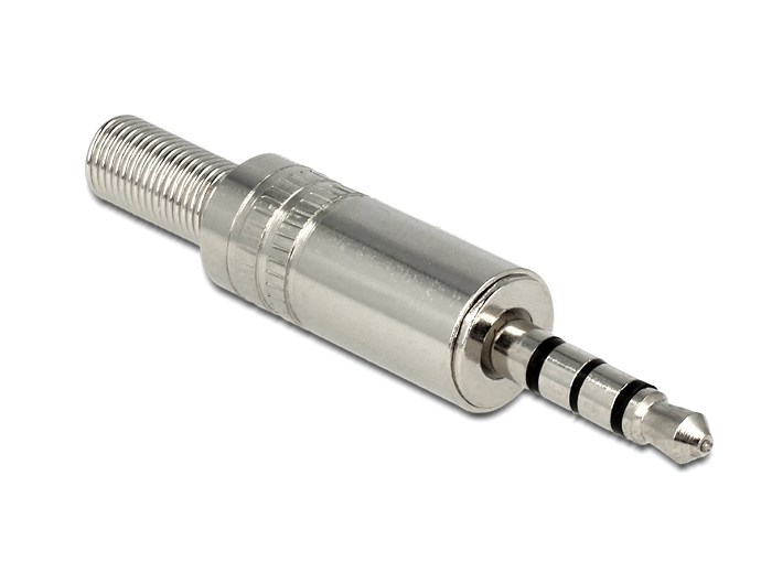 DELOCK Βύσμα 3.5mm Stereo, 4 pin, Bend Protection, metal, ασημί 1 DELOCK Βύσμα 3.5mm Stereo