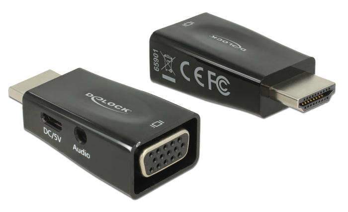 DELOCK αντάπτορας HDMI σε VGA 65901 με 3.5mm, 1080p/60Hz, μαύρος 1 DELOCK αντάπτορας HDMI σε VGA 65901 με 3.5mm