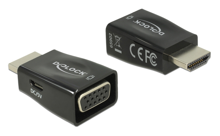 DELOCK αντάπτορας HDMI σε VGA 65902, 1920x1200p/60Hz, μαύρος 1 DELOCK αντάπτορας HDMI σε VGA 65902