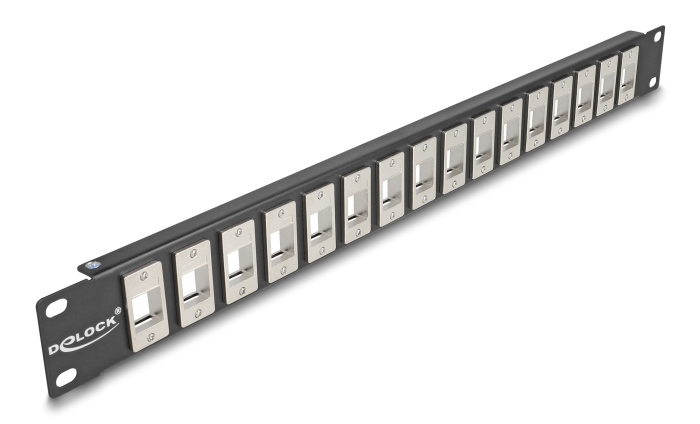 DELOCK Keystone patch panel 66758, 19"/1U, 16x ports, μαύρο 1 DELOCK Keystone patch panel 66758