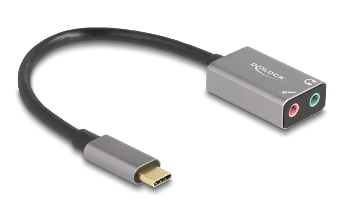 DELOCK εξωτερική κάρτα ήχου 67071, 2x 3.5mm, USB-C σύνδεση, γκρι 1 DELOCK εξωτερική κάρτα ήχου 67071