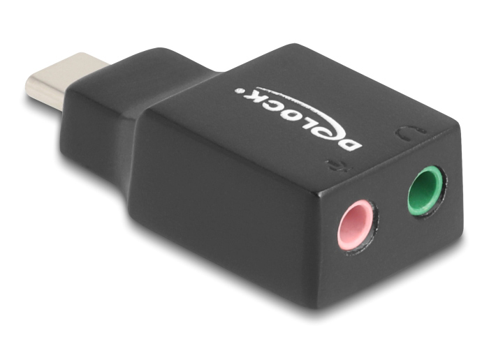 DELOCK εξωτερική κάρτα ήχου 67128, 2x 3.5mm, USB-C σύνδεση, μαύρη 1 DELOCK εξωτερική κάρτα ήχου 67128