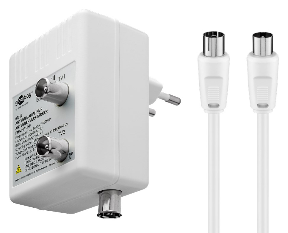 GOOBAY ενισχυτής κεραίας 67226, 2 συσκευές, DVB-T DVB-T2 DVB-C, λευκός 1 GOOBAY ενισχυτής κεραίας 67226