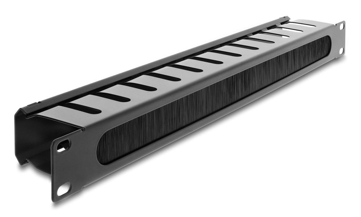 DELOCK cable management 67628 για rack 19"/1U, με βούρτσα προστασίας, μεταλλικό, μαύρο 1 DELOCK cable management 67628 για rack 19"/1U