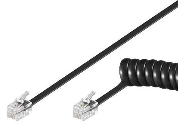 GOOBAY καλώδιο τηλεφώνου 68002, spiral, RJ10 4P4C, CCA, 4m, μαύρο 1 GOOBAY καλώδιο τηλεφώνου 68002