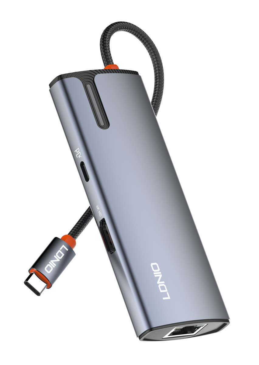 LDNIO docking station DS-16H, 6 θυρών, USB-C σύνδεση, 4K, 100W PD, γκρι 1 LDNIO docking station DS-16H