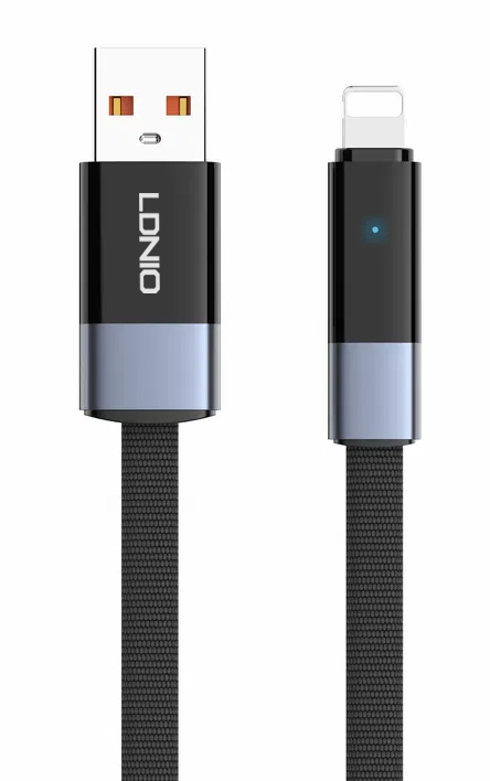 LDNIO καλώδιο Lightning σε USB LS242i, flat, 30W, 480Mbps, 2m, μαύρο 1 LDNIO καλώδιο Lightning σε USB LS242i