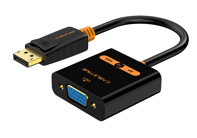 CABLETIME αντάπτορας DisplayPort σε VGA CT-AV586-03G, 1080p/60Hz, μαύρος 1 CABLETIME αντάπτορας DisplayPort σε VGA CT-AV586-03G
