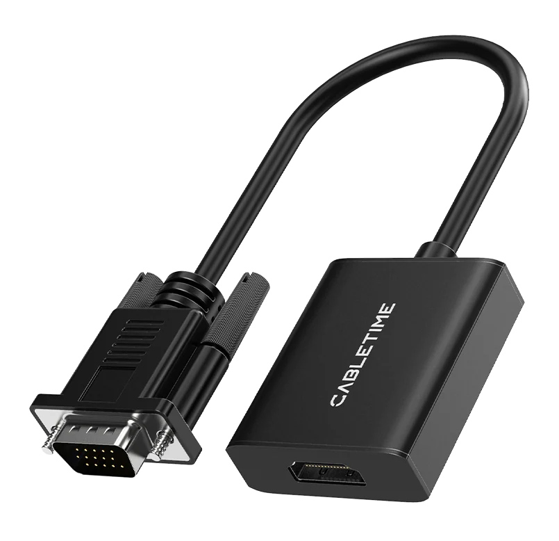 CABLETIME αντάπτορας VGA σε HDMI CT-AV582-VGAH με 3.5mm & micro USB, 1080p/60Hz, μαύρος 1 CABLETIME αντάπτορας VGA σε HDMI CT-AV582-VGAH με 3.5mm & micro USB
