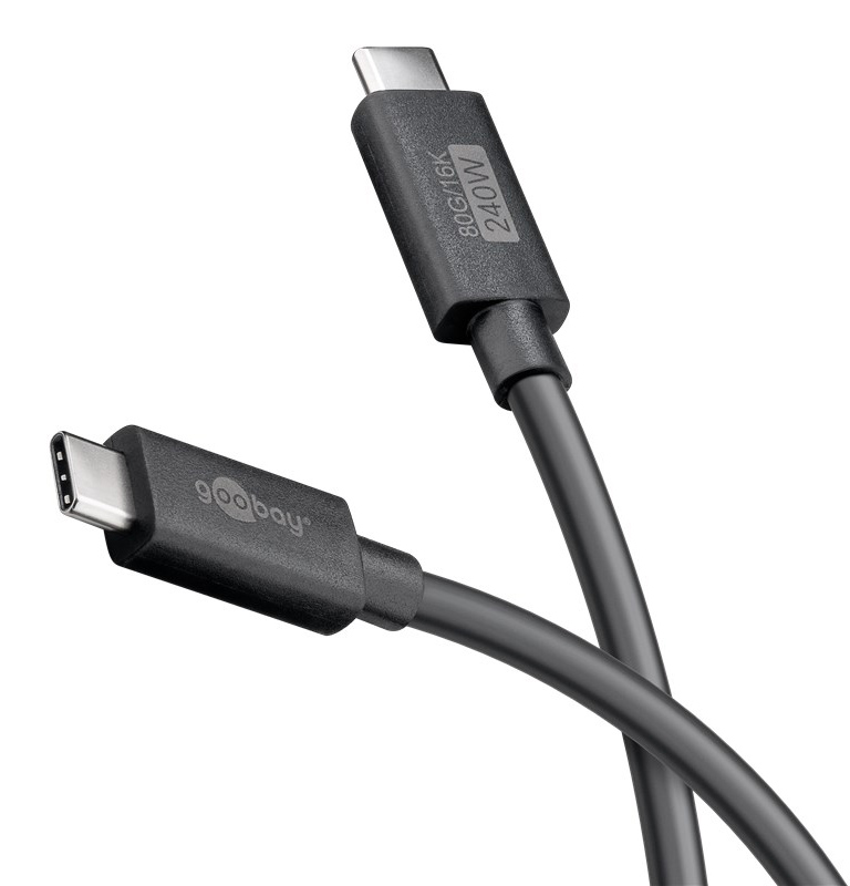 GOOBAY καλώδιο USB-C 74376, USB4, 240W, 80Gbps, 16K/60Hz, 1.2m, μαύρο 1 GOOBAY καλώδιο USB-C 74376