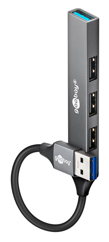GOOBAY USB hub 74456, 4x θυρών, USB 3.2, 5Gbps, USB σύνδεση, γκρι 1 GOOBAY USB hub 74456