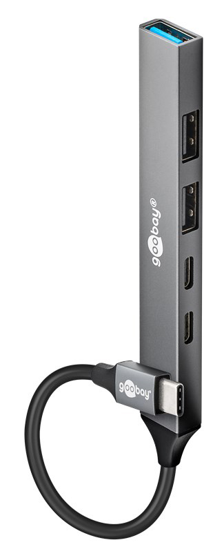 GOOBAY USB hub 74460, 5x θυρών, USB 3.2, 5Gbps, 100W, USB-C σύνδεση, γκρι 1 GOOBAY USB hub 74460