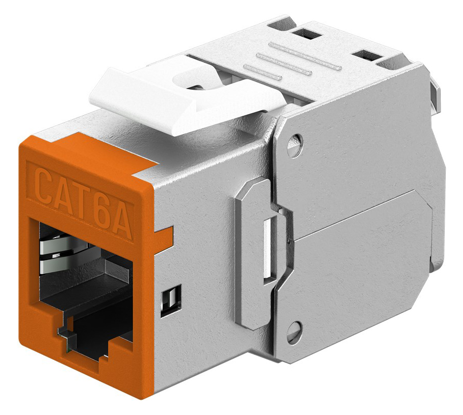 GOOBAY Keystone module RJ45 77947, CAT 6A STP, slim, toolfree, ασημί/πορτοκαλί 1 GOOBAY Keystone module RJ45 77947