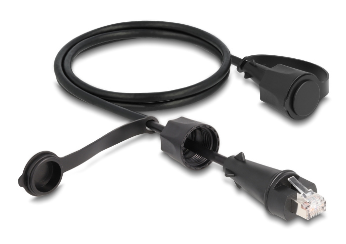 DELOCK καλώδιο δικτύου 80166, CAT 6 STP, με καπάκι, IP68, 1m, μαύρο 1 DELOCK καλώδιο δικτύου 80166