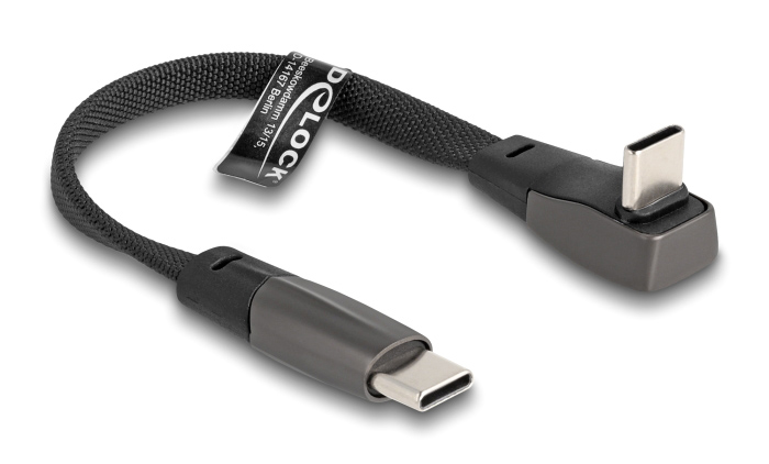 DELOCK καλώδιο USB-C 80750, 60W, flat, γωνιακό, 480 Mbps, 14cm, μαύρο 1 DELOCK καλώδιο USB-C 80750