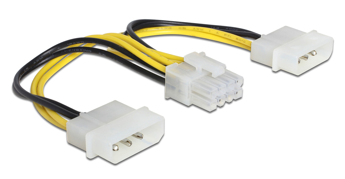 DELOCK καλώδιο 2x 4pin molex σε 8pin EPS 83410, 0.15m 1 DELOCK καλώδιο 2x 4pin molex σε 8pin EPS 83410