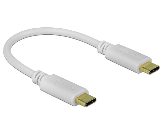 DELOCK καλώδιο USB-C 85357, 100W PD, 5A, 15cm, E-Marker, λευκό 1 DELOCK καλώδιο USB-C 85357