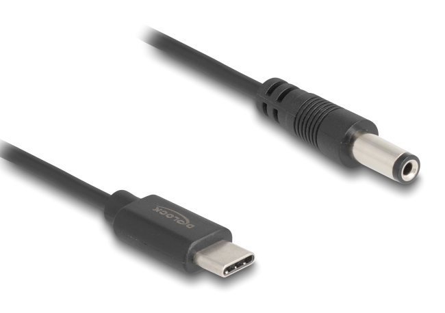 DELOCK καλώδιο USB-C σε DC 5.5 x 2.1mm 85397, 1m, μαύρο 1 DELOCK καλώδιο USB-C σε DC 5.5 x 2.1mm 85397