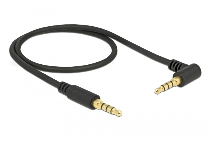 DELOCK Καλώδιο Jack stereo σε Jack stereo 4pin 3.5mm, 90°, μαύρο, 1m 1 DELOCK Καλώδιο Jack stereo σε Jack stereo 4pin 3.5mm