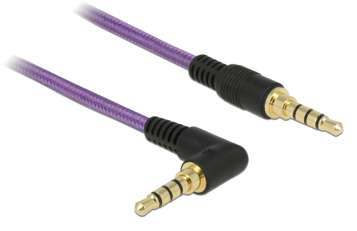 DELOCK καλώδιο Jack stereo σε Jack stereo 4pin 3.5mm, 90°, μωβ, 1m 1 DELOCK καλώδιο Jack stereo σε Jack stereo 4pin 3.5mm