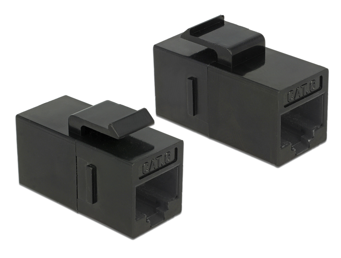 DELOCK Keystone module RJ45 86381, θηλυκό σε θηλυκό, Cat 6 UTP, μαύρο 1 DELOCK Keystone module RJ45 86381
