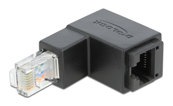 DELOCK αντάπτορας RJ45 86423, CAT 6 UTP, γωνιακός 90°, μαύρος 1 DELOCK αντάπτορας RJ45 86423