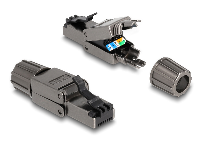 DELOCK βύσμα RJ45 CAT 8.1 STP 86514, tool-free, γκρι 1 DELOCK βύσμα RJ45 CAT 8.1 STP 86514