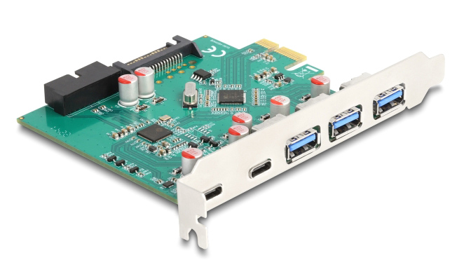 DELOCK κάρτα επέκτασης PCIe x1 σε 3x USB/2x USB-C/19-pin 90109, 5Gbps 1 DELOCK κάρτα επέκτασης PCIe x1 σε 3x USB/2x USB-C/19-pin 90109
