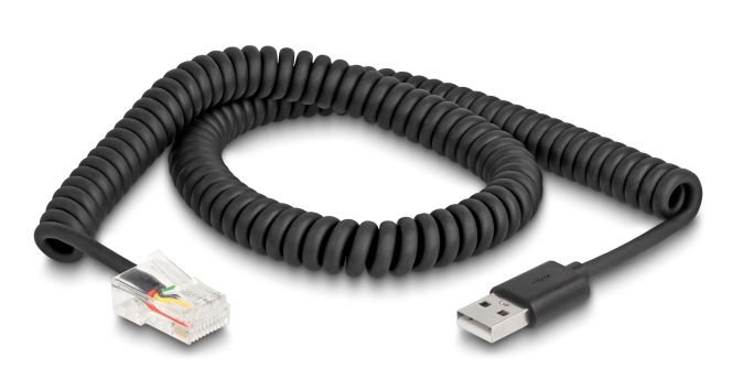 DELOCK καλώδιο USB σε RJ50 90602 για barcode scanner, spiral, 2m, μαύρο 1 DELOCK καλώδιο USB σε RJ50 90602 για barcode scanner