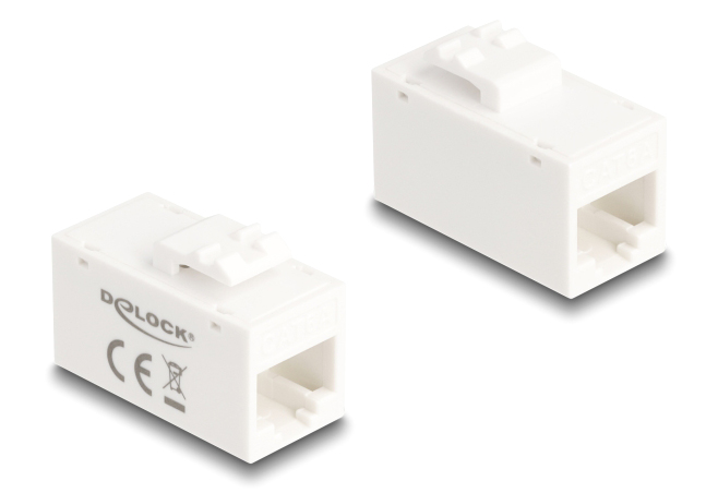 DELOCK Keystone module RJ45 90639, θηλυκό σε θηλυκό, Cat 6A UTP, λευκό 1 DELOCK Keystone module RJ45 90639
