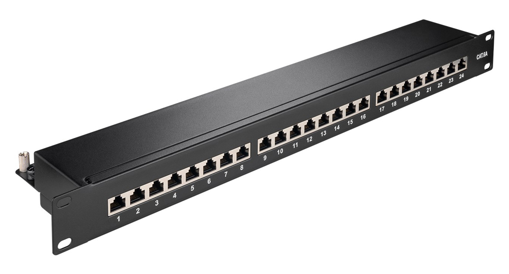 GOOBAY patch panel 90854, 19"/1U, 24x ports, CAT 6a STP, μαύρo 1 GOOBAY patch panel 90854