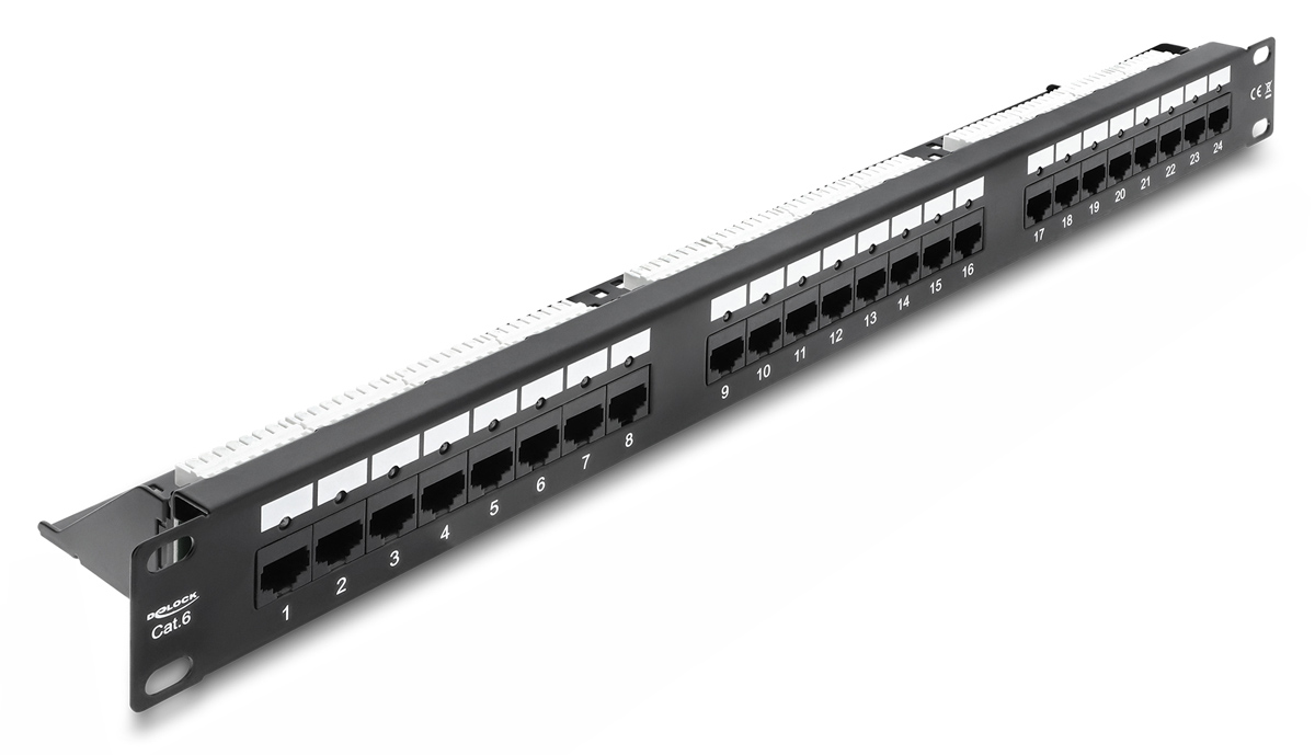 DELOCK patch panel 91087 για rack 19", 1U, 24 θυρών, CAT 6 UTP, με LED, μαύρο 1 DELOCK patch panel 91087 για rack 19"