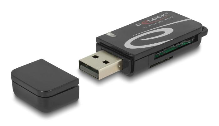 DELOCK card reader 91602 για SD & micro SD, USB, 480Mbps, μαύρο 1 DELOCK card reader 91602 για SD & micro SD