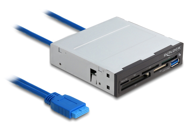 DELOCK USB 19-pin card reader 91759, CF/SD/micro SD/xD/MS/M2/USB, 5Gbps 1 DELOCK USB 19-pin card reader 91759