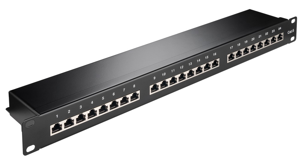 GOOBAY patch panel 93048 19"/1U, 24x ports, CAT 6 STP, μαύρo 1 GOOBAY patch panel 93048 19"/1U