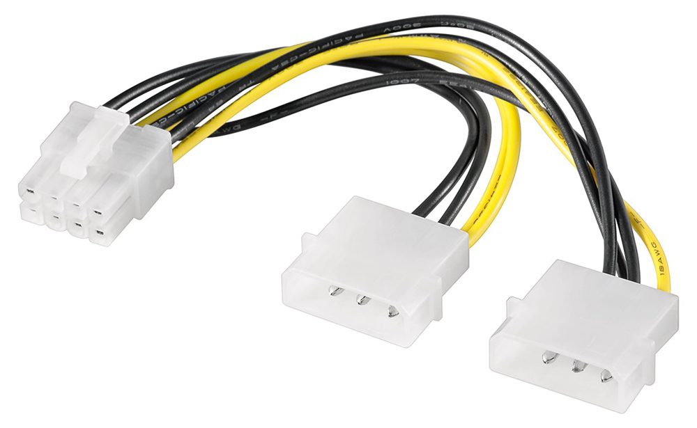 GOOBAY καλώδιο 2x molex 4pin σε 1x 8pin 93241, 0.15m 1 GOOBAY καλώδιο 2x molex 4pin σε 1x 8pin 93241