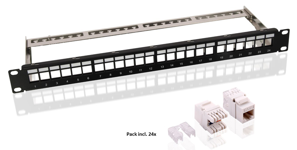 GOOBAY Keystone patch panel 95336 με 24 modules, 19"/1U, 24 ports, μαύρo 1 GOOBAY Keystone patch panel 95336 με 24 modules