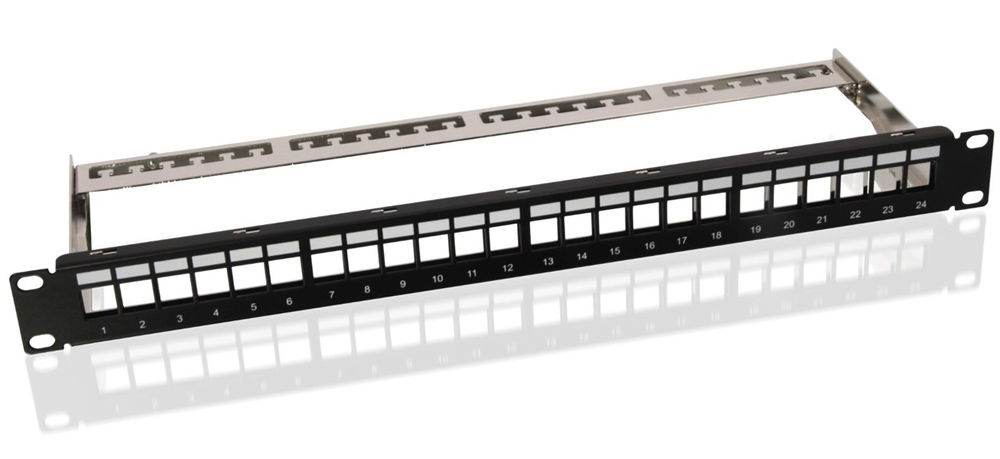 GOOBAY Keystone patch panel 95743, 19"/1U, 24x ports, μαύρo 1 GOOBAY Keystone patch panel 95743