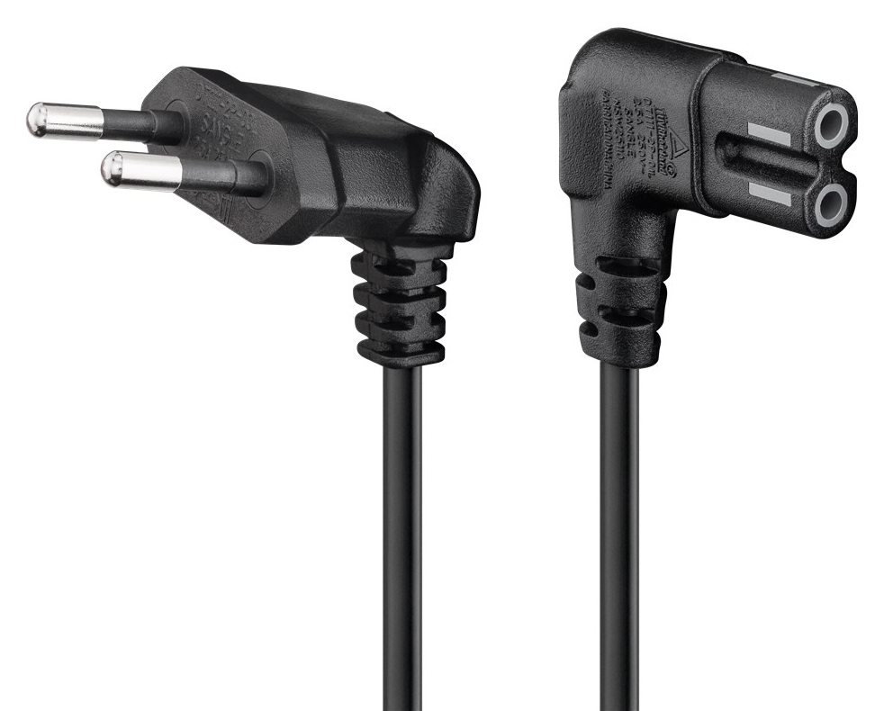 GOOBAY καλώδιο τροφοδοσίας Euro 97346, γωνιακό, 2x0.75 mm², 1m, μαύρο 1 GOOBAY καλώδιο τροφοδοσίας Euro 97346