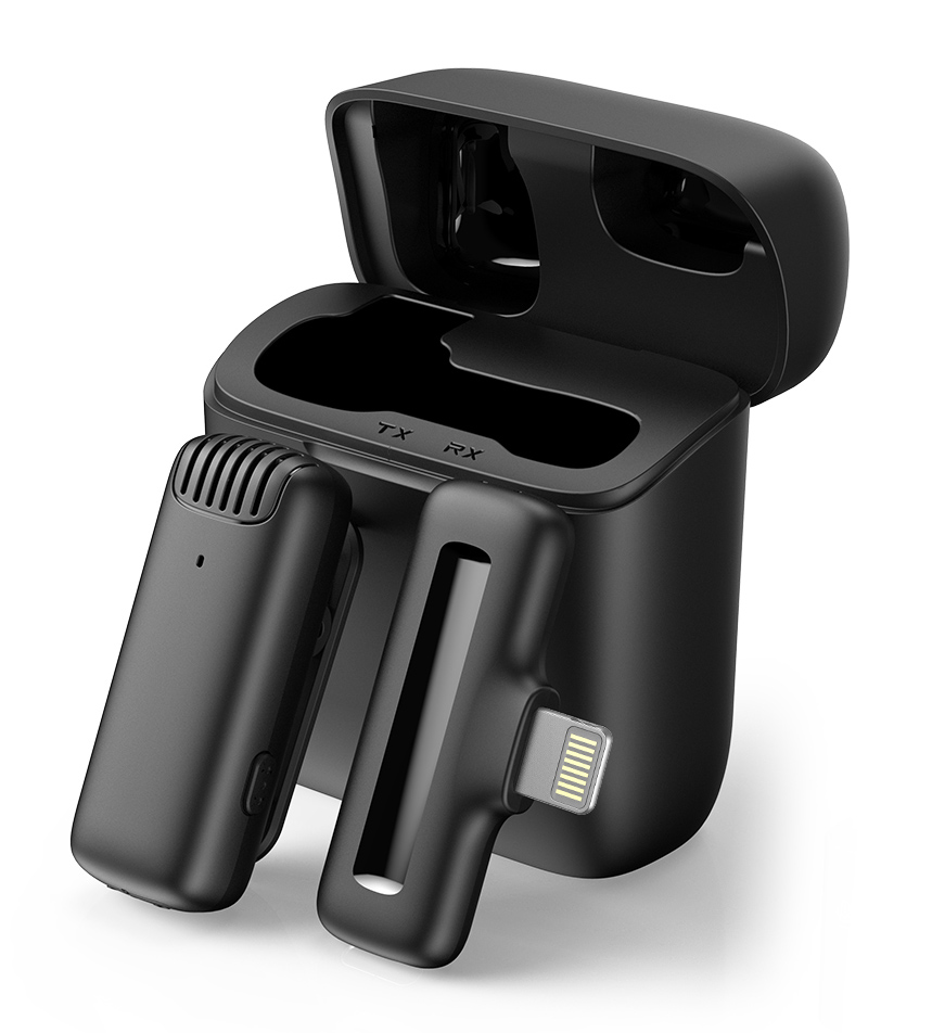 APEXEL ασύρματο μικρόφωνο APL-MIC013 με θήκη φόρτισης, Lightning, 2.4GHz, μαύρο 1 APEXEL ασύρματο μικρόφωνο APL-MIC013 με θήκη φόρτισης