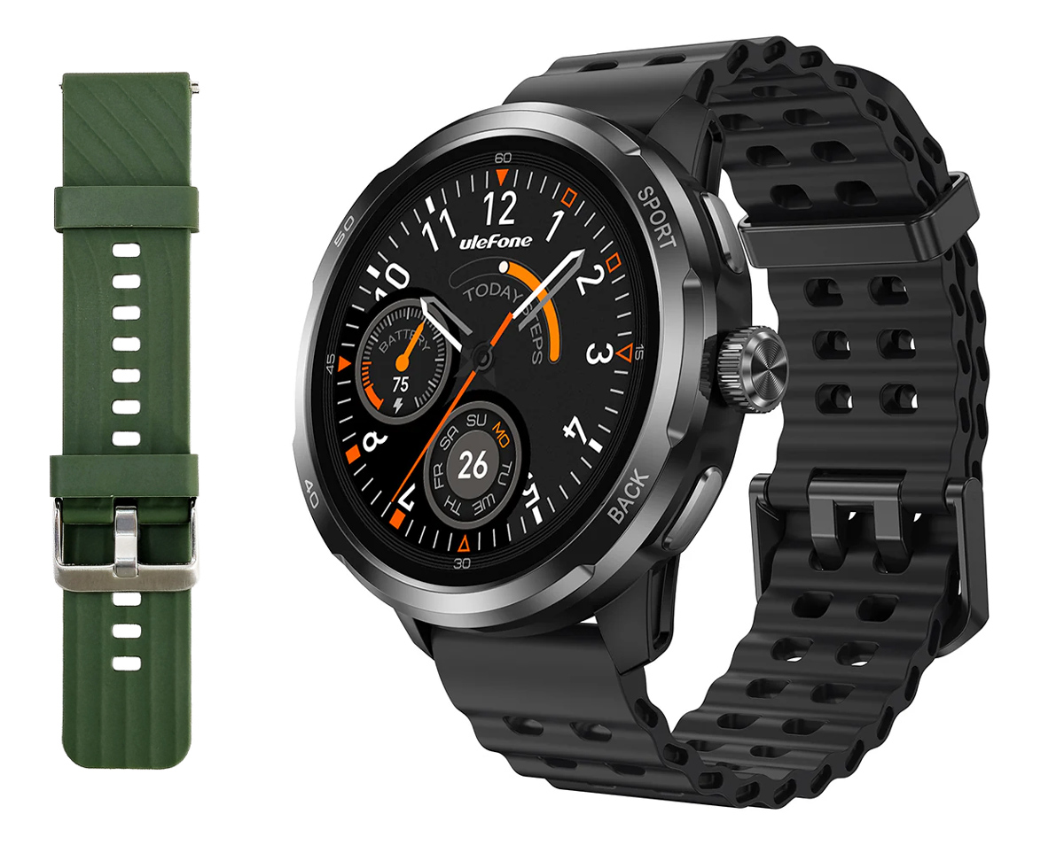 ULEFONE smartwatch Armor Watch Pro, 2x λουράκια, heart rate, 1.50" AMOLED, GPS, 5 ΑΤΜ/IP68/IP69K/MIL-STD-810H, μαύρο 1 ULEFONE smartwatch Armor Watch Pro