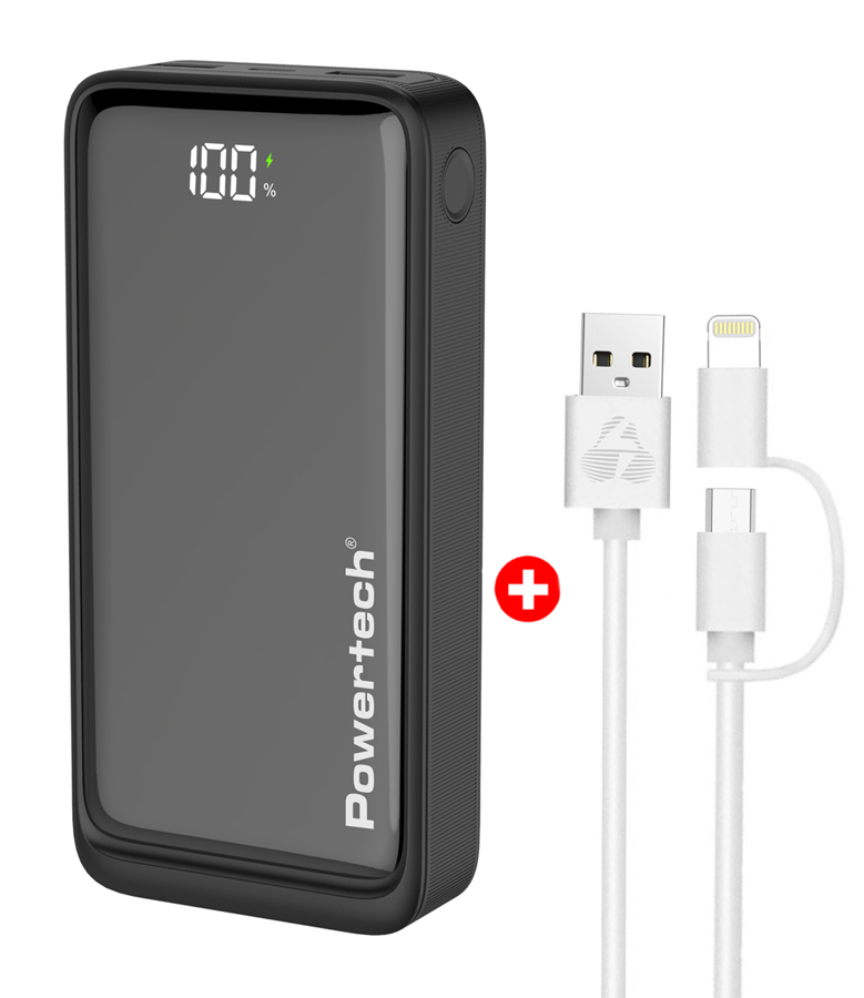 POWERTECH power bank PT-1327 με οθόνη & MFi καλώδιο USB σε Micro/Lightning, 20000mAh 1 POWERTECH power bank PT-1327 με οθόνη & MFi καλώδιο USB σε Micro/Lightning