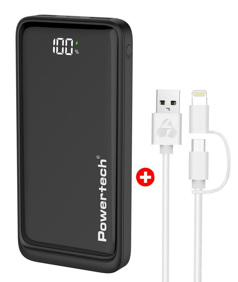 POWERTECH power bank PT-1326 με οθόνη & MFi καλώδιο USB σε Micro/Lightning, 10000mAh 1 POWERTECH power bank PT-1326 με οθόνη & MFi καλώδιο USB σε Micro/Lightning