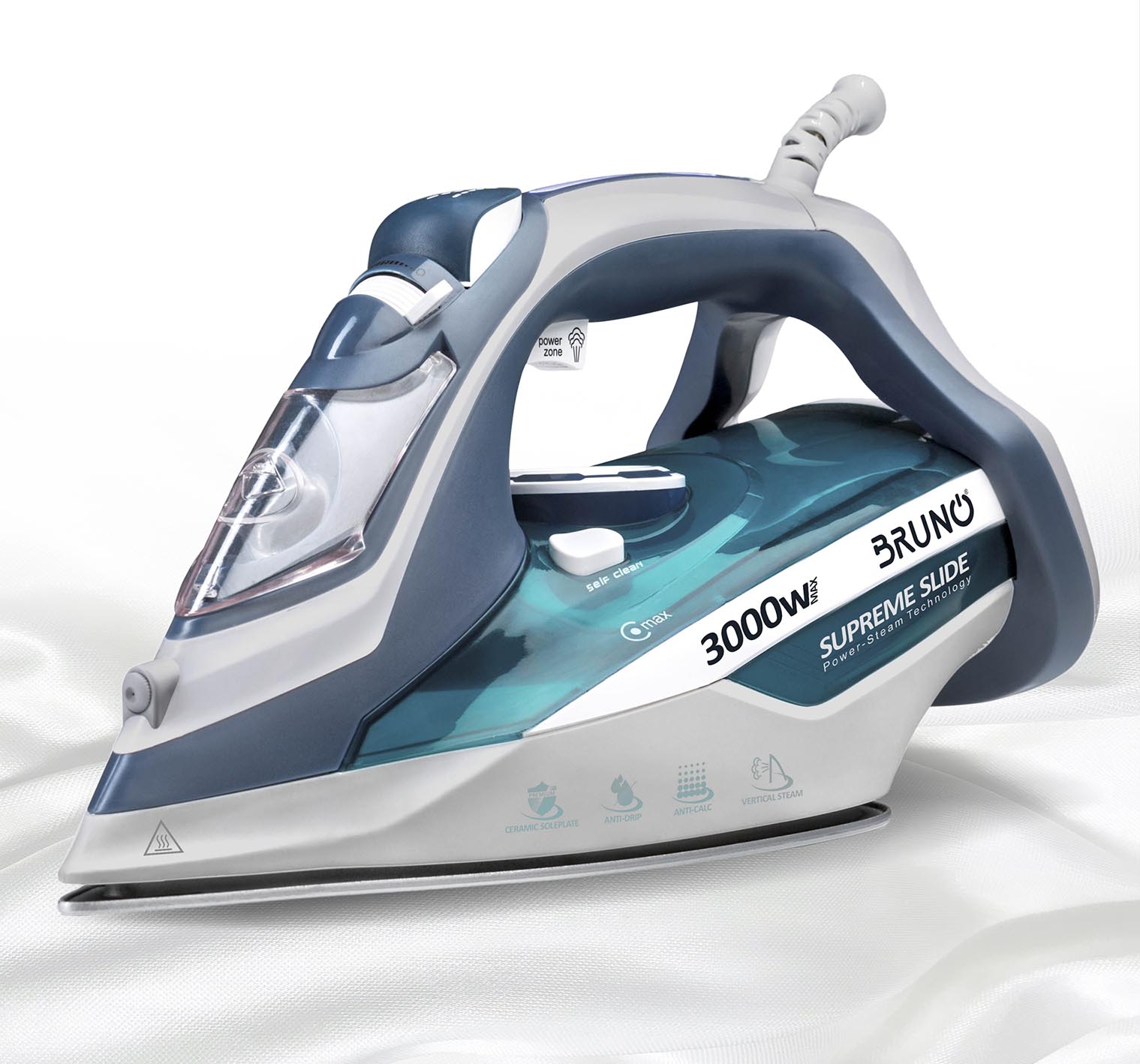 BRUNO σίδερο ατμού Supreme Slide BRN-0146 με κεραμική πλάκα, 3000W 1 BRUNO σίδερο ατμού Supreme Slide BRN-0146 με κεραμική πλάκα
